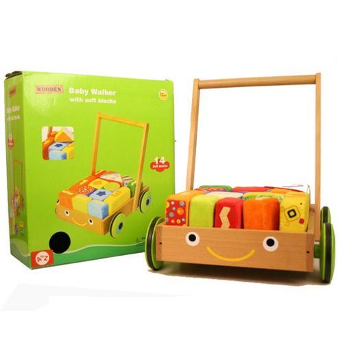 Image of Parkfield Wooden Push Along Baby Walker And Soft Blocks