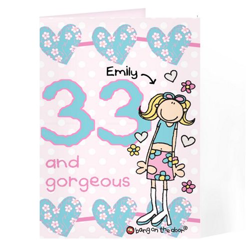 Image of Personalised Bang On The Door Gorgeous Birthday Card