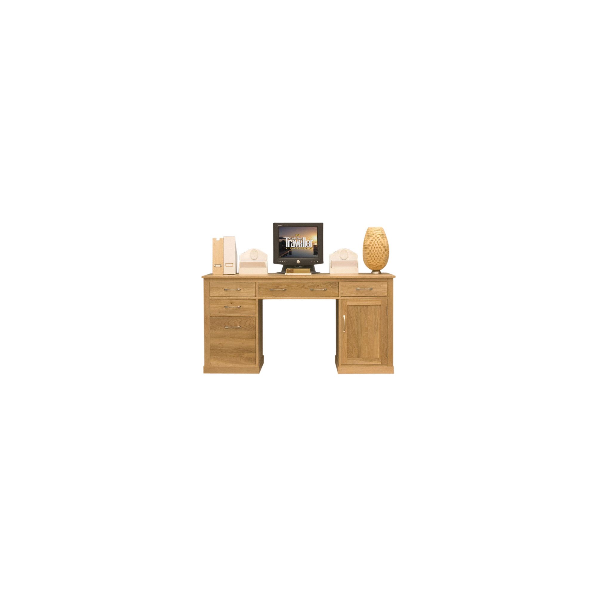 Baumhaus Mobel Oak Twin Pedestal Computer Desk at Tesco Direct