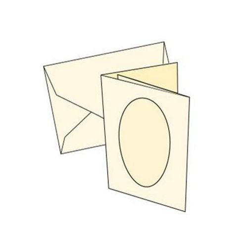 Image of Cards 2/fold Mini Ivory With Oval Aperture 10 Pk