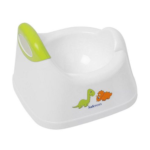 Image of Safetots Dinosaur Toilet Training Potty White With Lime Trim
