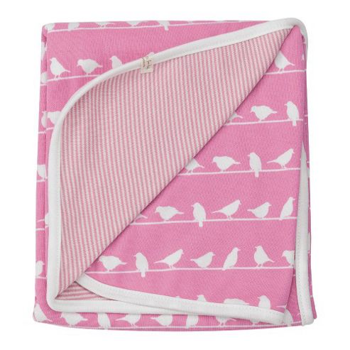Image of Pigeon Organics Silhouette Reversible Blanket Pink Bird 70x70cm