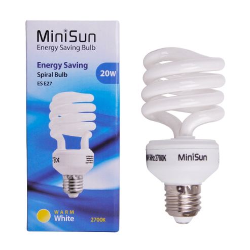 Image of Minisun 20w Es E27 Energy Saving Spiral Bulb Warm White