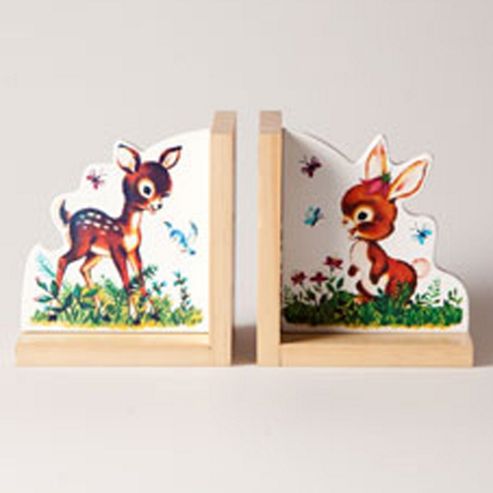 Image of End - Baby Deer And Bunny Childrens Bookends - Multicoloured