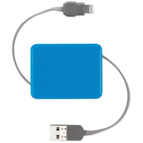 Image of Scosche Retractable Charge And Sync Cable (blue) For Lightning Devices (iphone 5/5s/6)