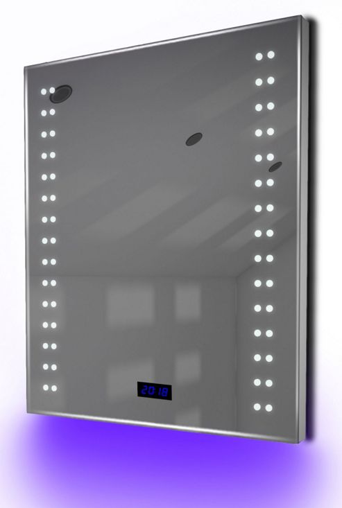 Image of Bathroom Clock Mirror With Underlighting, Bluetooth, Demist & Sensor K187uaud