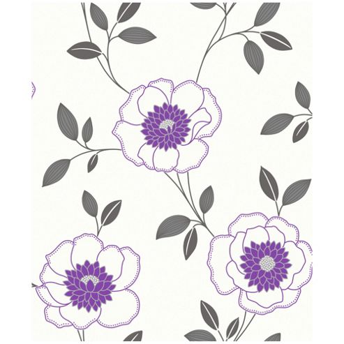 Image of Arthouse Diva Motif Purple Wallpaper