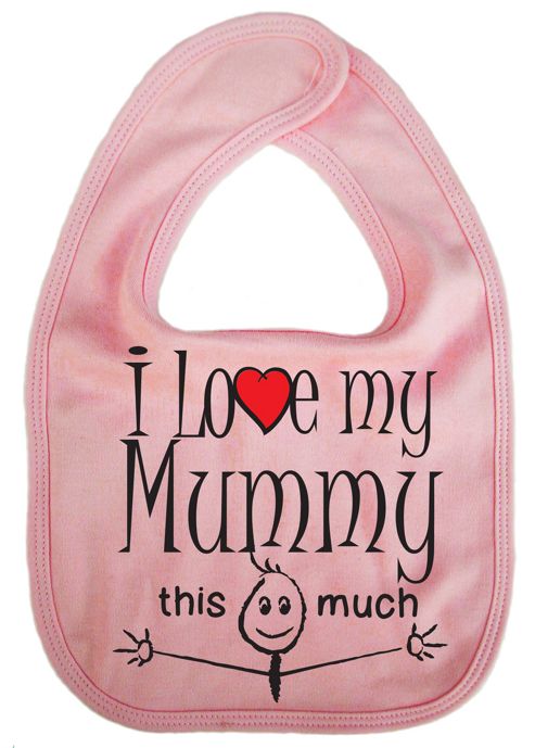 Image of Dirty Fingers, I Love My Mummy This Much, Baby Feeding Bib, Pink