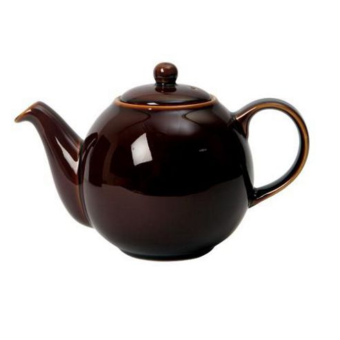 Image of Dexam London Pottery 10 Cup Globe Teapot - Brown