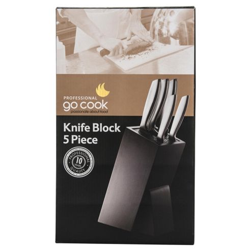 Image of Professional Go Cook Stainless Steel Knife Block 5 Piece