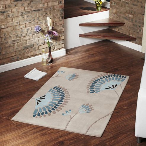Image of Ultimate Rug Co Floral Art Ixia Blue Rug - 90 Cm X 150 Cm (2 Ft 11.5 In X 4 Ft 11 In)