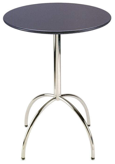 Image of Hnd Metropolitan Bari Stool Table - 70 Cm / Black Glass - Chrome
