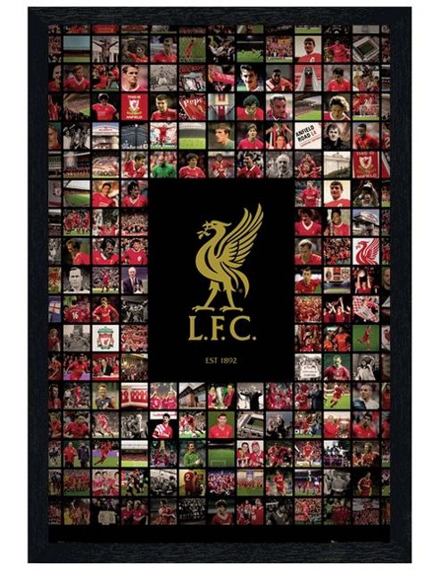 Image of Liverpool Football Club Black Wooden Framed Compilation Lfc Poster