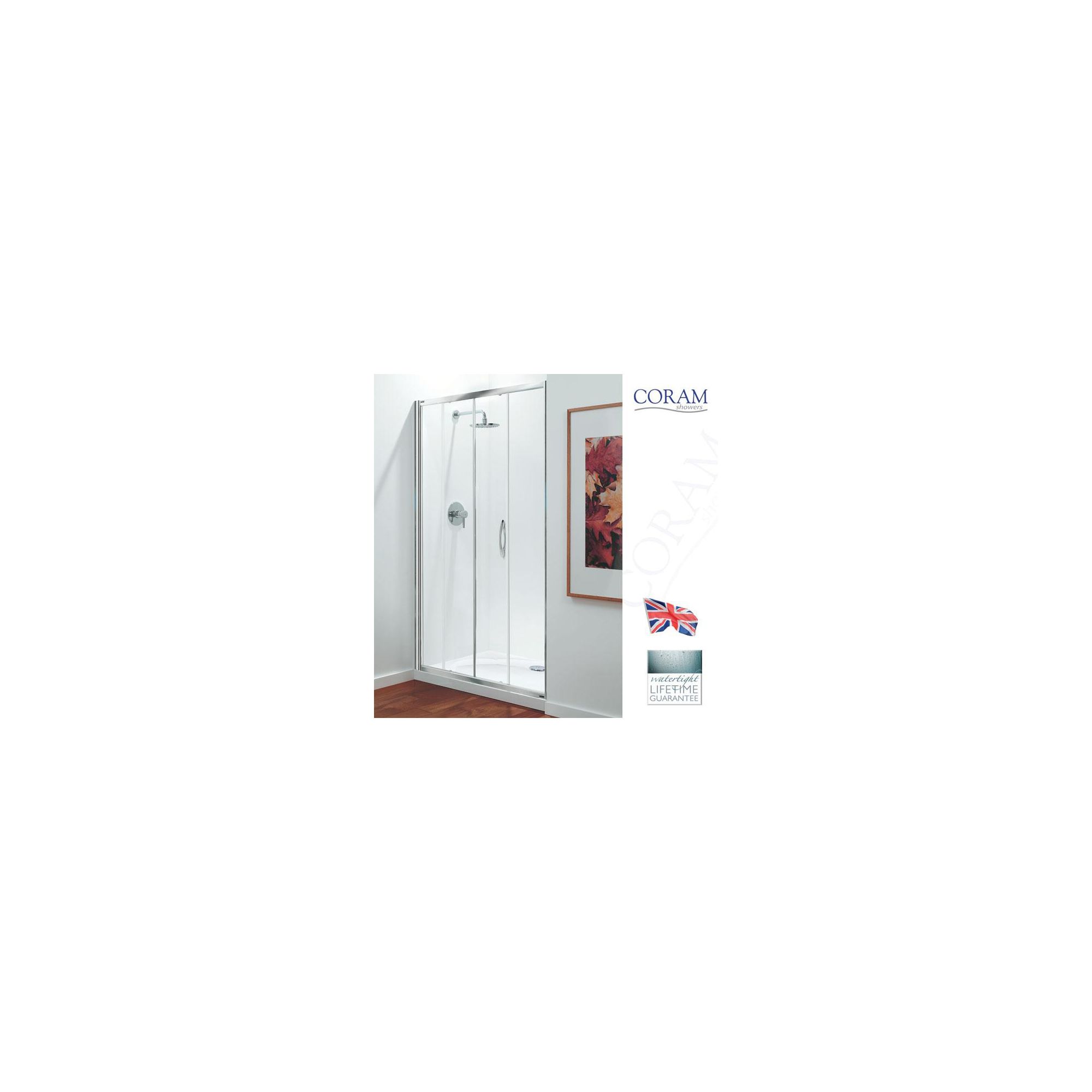 Coram Premier Sliding Door ALCOVE Shower Enclosure, 1200mm x 800mm, Low Profile Tray, 6mm Glass at Tesco Direct