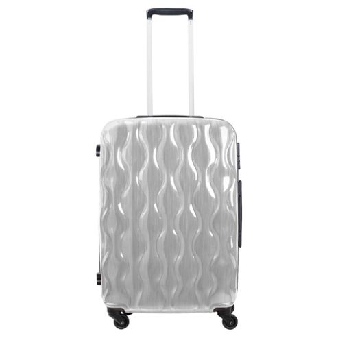 Image of Tesco 4-wheel Gloss Suitcase, Grey Medium