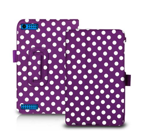 Image of Orzly ---stand & Type--- Case, Compatible With The Tesco Hudl 2 - Polka Purple