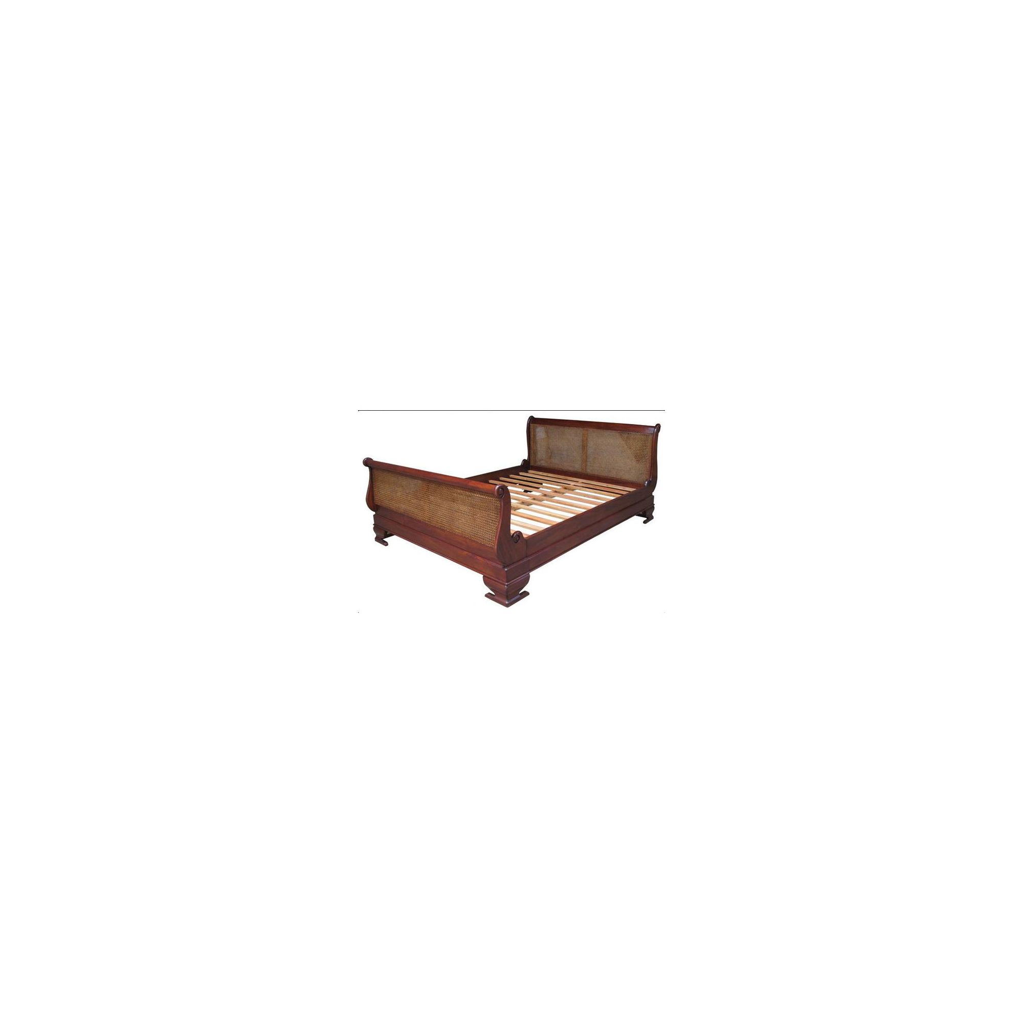 Lock stock and barrel Mahogany Rattan Sleigh Bed in Mahogany - Wax - King at Tesco Direct