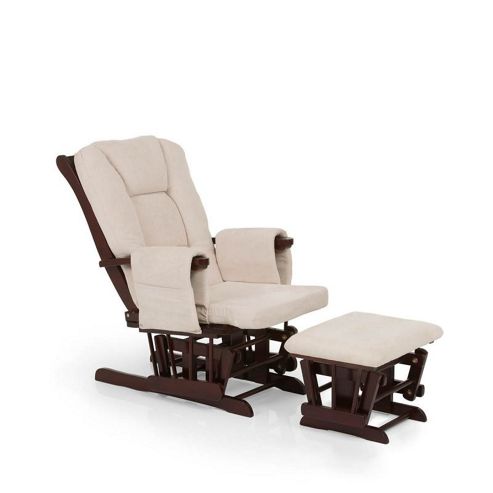 Image of Hauck Glider Deluxe Nursing Chair And Stool - Walnut/beige