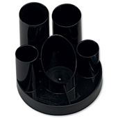 Helix Clear-up Desk Tidy 5 Tube Holders 2 Shallow Trays Black Ref R40077