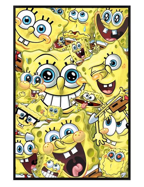 Image of Spongebob Squarepants Gloss Black Framed Funny Faces Poster