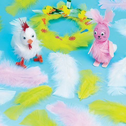 Image of Yellow, White & Pink Feathers (pack Of 130)