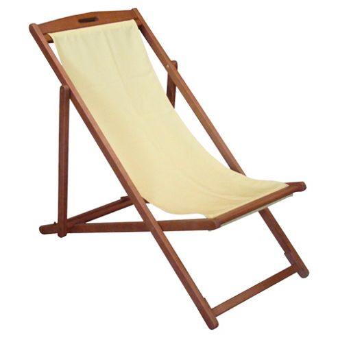 Image of Tesco Wooden Deck Chair, Yellow