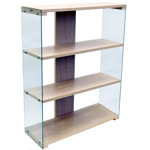 Image of Glass 4 Tier Storage / Display Shelves - Light Oak
