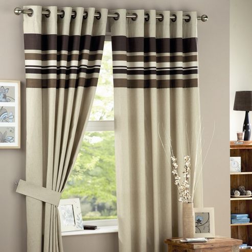 Image of Dreams 'n' Drapes Curtina Harvard Eyelet Lined Curtain - 167.64cm X 137.16cm - Chocolate