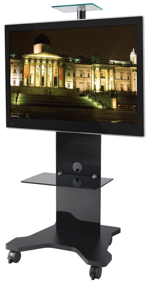 Image of B-tech Btf820 Black Cantilever Tv Stand With Castors