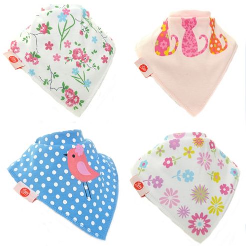 Image of Zippy Girls Cool Bandana Dribble Bibs, 4 Pack, One Size