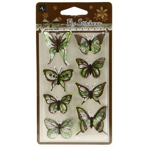Image of Floral Butterfly Stickers - Green/brown
