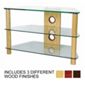 3 Shelf TV stand with Clear glass and light wood legs