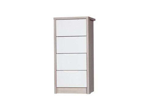 Image of Alto Furniture Avola 4 Drawer Tall Boy Chest - Champagne Avola With Cream Gloss