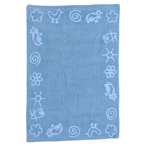 Image of Lorena Canals Granja Blue Contemporary Rug - 120 Cm W X 160 Cm D (3 Ft 11 In X 5 Ft 3 In)