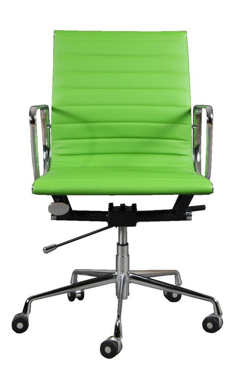 Image of Eames Ea117 Inspired Low Back Ribbed Green Faux Leather Office Chair