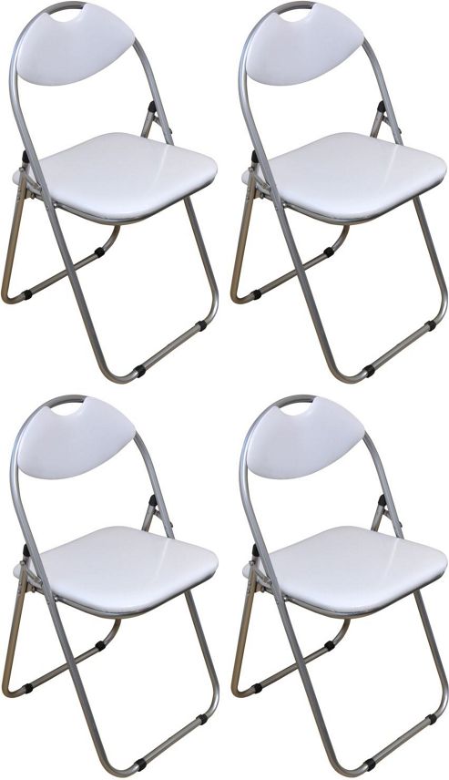 Image of Pack Of 4 White Padded Folding Office, Desk, Poker Chair.