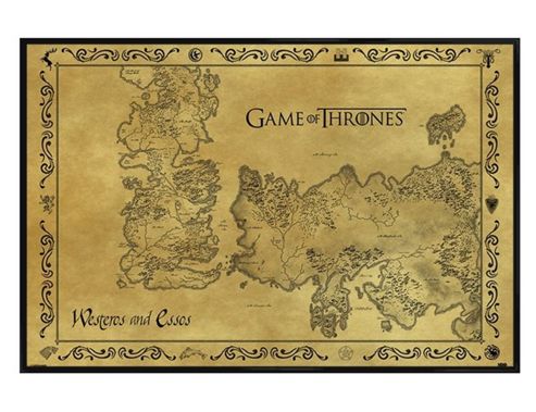 Image of Gloss Black Framed Game Of Thrones Antique Map Poster