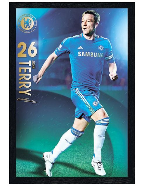 Image of Chelsea Football Club Black Wooden Framed John Terry Cfc Poster