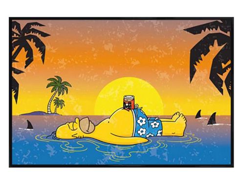 Image of The Simpsons Homer Simpson Gloss Black Framed Shark Bait Poster