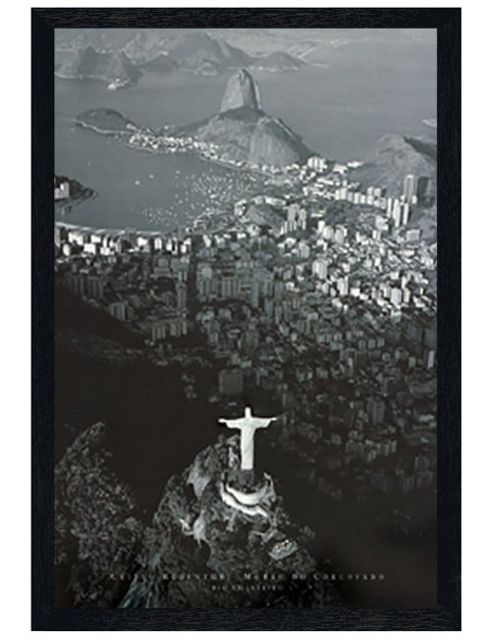 Image of Rio De Janeiro Black Wooden Framed Christ The Redeemer Poster