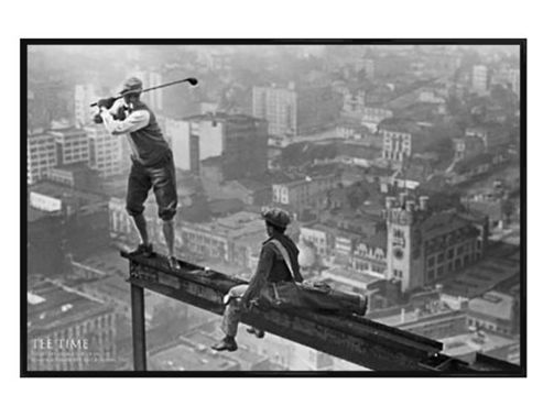 Image of Men On A Girder Gloss Black Framed Tee Time Poster