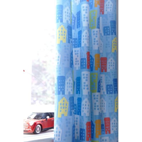 Image of Catherine Lansfield Home Kids Cotton Rich Trucks Tab Top Cotton Rich Curtains Multi 168cm Wide X 183cm Drop (66x72 Inches)