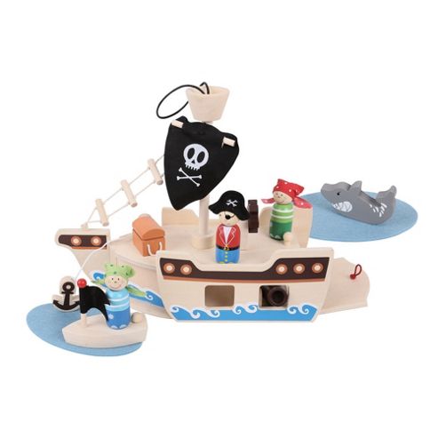 Image of Bigjigs Toys Bj685 Mini Pirate Ship Playset