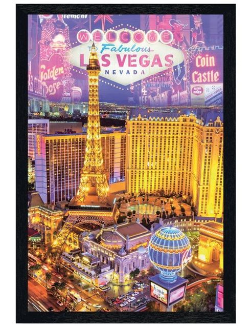 Image of Black Wooden Framed Las Vegas Collage Poster