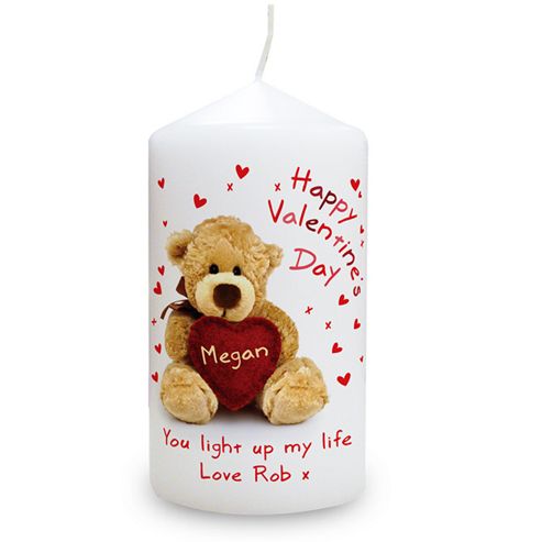 Image of Personalised Teddy Valentine Heart Candle