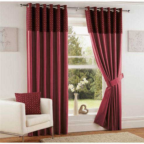 Image of Curtina Woburn Red 66x72 Inches (168x183cm) Eyelet Curtains