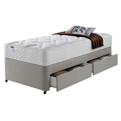 Image of Silentnight Miracoil Luxury Memory 2 Drawer divan Mink No Headboard - Single (3ft)