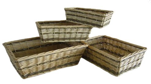 Image of Wicker Valley Two Tone Rectangular Tray 4 Piece Set
