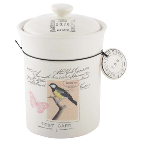 Image of Vintage Postcard Tea Canister