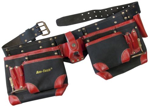 Image of Am-tech 12 Pocket Heavy Duty Tools Belt Red/brown